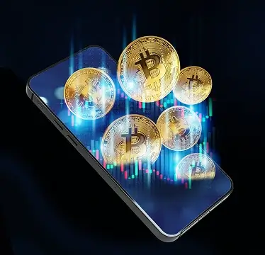 Dashboard di trading dell'app BTC +790 Belvario su smartphone
